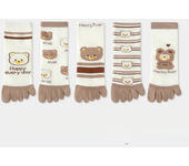 5 Pairs Five Finger Socks Women Yoga Pilates Cotton Toe Socks with Separate Fingers Cartoon Bear Cute Kawaii Socks