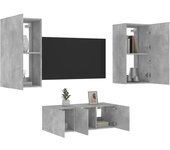 vidaXL Muebles TV pared con LED 4 piezas madera ingeniería, Mueble de Salon, Mueble TV, Mueble TV salon, Mesa de TV, Mueble tele