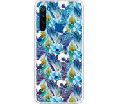 Funda compatible con Xiaomi Redmi Note 8T - Patron flores y plumas azules