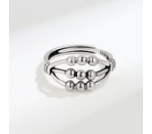 Round Bead Rotating Anxiety Luxury Woman Ring Twisted Fidget Metal Spinner Anxiety Relief Spinning Anti Stress Ring Bague Femme