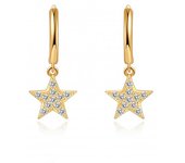 Pendiente de Aro Estrella Circonita Blanca - Plata de 925 - Baño de Oro 18k - Elegante