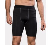Pantalones cortos de compresión para hombre, Shorts elásticos de secado rápido para correr, Fitness, con bolsillo, talla grande, color negro, ajustados, para entrenamiento de gimnasio