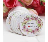 100Pcs Handmade with love /Thank You Flower DIY White Tags Wedding candy Gift Wrapping Paper Hang Paper Tags cookies Supplies