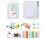 Bolsa de Cámara de Cuero con 7 Partes para Fujifilm Instax Mini 12 Funda de Protección de 64 Bolsos with Marco de Foto, Espejo de Auto-retro, Filtros de Lente