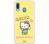 Funda original compatible con Samsung Galaxy A20E - Hello Kitty fondo amarillo