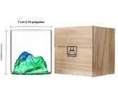 Japan 3D Mountain Whiskey Glass Glacier Old Fashioned Whisky Rock Glasses Whiskey-glass Wooden Gift Box Vodka Cup Wine Tumbler