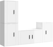 Mueble TV combinadoSet de muebles de TV 4 pzas madera contrachapada blanco brillo