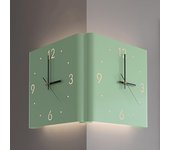 Reloj de pared de esquina, reloj de pared de esquina de doble cara, reloj de pared de arte decorativo moderno, reloj luminoso con sensor para decoración de sala de estar, digital cuadrado silencioso, blanco