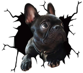 3D Animal Puppy Broken Window Car Stickers Motorcycle Decor Simulation French Bulldog Auto Rear Windows Waterproof Vinyl Decals