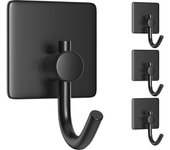 Perchero Adhesivo de Cocina - 4 Piezas, Negro