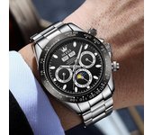 OLEVS 6654 Luxury Mens Watch Chronograph Automatic Mechanical Wristwatch Waterproof Luminous Top Brand Watch for Man Date Sport