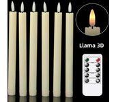 3 or 6 Pieces Flameless Flickering LED Taper Candles With Warm Yellow Light,6.5/10 Inch Short Battery Window Christmas Candles