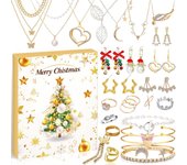 Calendario de Adviento de joyería 2024, decoración navideña, cuenta regresiva para Navidad con 24 adornos navideños, juego de calendario navideño DIY