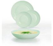 Vajilla Luminarc Apy – 18 Piezas de Vidrio Opal en Blanco, Azul y Verde – Resistente y Moderna