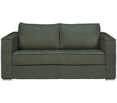 Vente-unique - Sofá cama de 3 plazas de apertura rápida de tela texturizada verde - Cama de 140 cm - Colchón de 18 cm LORETO