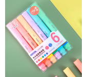 6Pcs/set Pastel Color Macaron Highlighter Pen Marker Pens Fluorescent Pen Drawing Highlighters Cute Stationery School Supplies