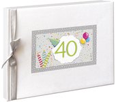 Libro de Firmas Aniversario, Cumpleaños y Más  Tapa Dura con Lazo de Seda y Marco Holográfico  64 Páginas de Papel Natural 160 g  Mensajes, Fotos y Huellas  Recuerdo Elegante y de Alta Calidad  Para los 40, 50, 60, 70, 80, 90 años  Marca ARGUVAL