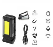 Portable COB Magnetic Work Light Rechargeable LED Flashlight Super Bright Camping Waterproof Car Repair Lamp with Brackets