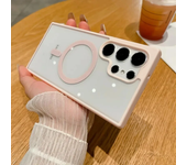 Frosted Frame Magnetic Magsafe Cases For Samsung Galaxy S24 S23 S22 Ultra Plus Wireless Charging Acrylic Bumper Cell Phone Cover