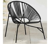 Silla de jardín con forma de huevo de ratán sintético negro