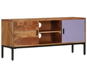 Mueble TV combinadoMueble TV madera maciza acacia marrón miel y gris 110x30x50 cm