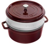 Staub La Cocotte con vaporera 26 cm, redondo, Granadina, Hierro fundido