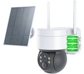 Cámara wifi de Vigilancia Solar Exterior Inalámbrico con Visualización de 360 °, Detección de Movimiento, 2K Visión Nocturna, Audio Bidireccional,