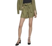 Short Vila Amy verde de tela con cinturón para mujer
