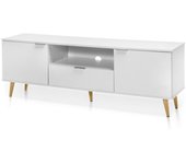 Mueble Aparador TV Armario de Comedor Serie Roncesvalles 2485 Topkit de 2 Puertas en Color Blanco y Medidas 55x160x37