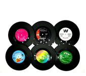 Set of 6 Colorful Retro Vinyl Record Disk Coasters for Drinks Vinyl Record Coaster Set Coffee Table Decor1