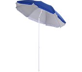 Outsunny Sombrilla de Playa Grande Ø160 cm Sombrilla de Terraza Exterior con Ángulo Ajustable Protección UV Impermeable y Bolsa de Transporte Azul