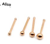 Alisouy 4PCS Surgical Stainless Steel Ball Nose Screw Ring L Rose Gold Color Nose Stud Retainer Holder Piercing Body Jewelry 20g