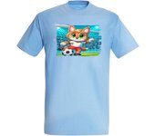 MERCHANDMANIA CAMISETA AZUL CIELO lince jugador futbol deporte futbolista moda verano tshirt