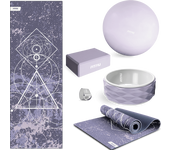 FITFIU Fitness KITWELL-500 - Pack de 5 Accesorios Yoga Pilates Color Lila Que Incluye Esterilla, Bloque, Rueda, Correa y Pelota