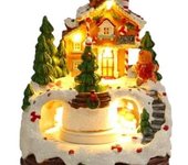 Caja de música con borde para niños y niñas, adornos de casa de música brillante, luz nocturna, adornos de Navidad, regalo, 2023