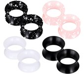 8PCS Flexible Extra Soft Silicone Ear Tunnels Plugs Stretchers Expander with White Spots Piercing Jewerly Gauges Earrings 8-16mm