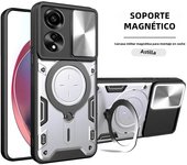 Metal Ring Camera Protect Case for OPPO A78 4G A98 A17 A16 A15 A57 A77 A74 A54 A93 A53 A32 A52 A9 Armor Rotating Holder Cover