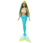 Barbie Muñeca Sirena con Cabello de fantasía Azul y Amarillo y Diadema amarilla Cola de Color Turquesa - edad + 3 años, HRR03 CPAHRR03