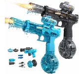 Pistolas de agua eléctricas para adultos y niños, pistola de agua automática con alcance de 8 m, pistola de alta capacidad Super Blaster Soaker para fiestas en la piscina, juguete de pistola de agua eléctrica LED ColorBlast (negra)