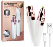 Depiladora facial y recortadora de Cejas para Mujeres, depiladora facial recargable 2 en 1 with Luz LED - Recortadora de Vello facial Eléctrica