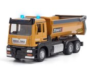 1/32 DUMP TRUCK Model Toys Car Alloy Diecast Engineering Vehicle Metal Body Rubber Tires Sound Light Pull Back Toy Birthday Gift