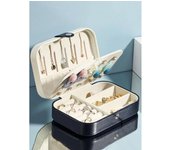 Organizador de joyas portátil, caja de almacenamiento de joyas redonda, simple, minimalista, de múltiples rejillas, para viajes, 1 unidad