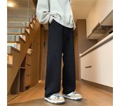 Korean Men's Casual Hip Hop Long Baggy Jeans Classic Man Straight Wide Leg Denim Pants Light Blue Grey Black Streetwear Trousers