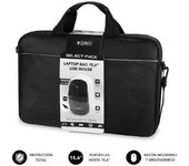 Maletín + Ratón Subblim Select Pack para Portátiles hasta 15.6'/ Cinta para Trolley/ Negro