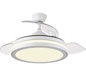 Bonplus BP Ventilador de Techo con Luz Blanco Aspas Retractiles, 3000K-6500K, Mando a Distancia, Ventilador Eléctrico, 6 velocidades, 3 tonalidades, Memoria de Luz, Silencioso y Fácil de Usar, Función Verano-Invierno