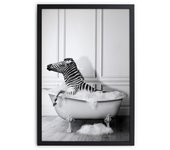 RNT X REALLY NICE THINGS - Cuadro Enmarcado con Marco Negro 40x30 Baño de Cebra - Alta Resolución HD - Listo para Colgar