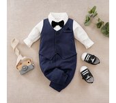 0-18m Newborn Clothing Gentleman Handsome Party Suit Formal Cotton Comfortable Soft Spring And Autumn Long Sleeved Baby Bodysuit