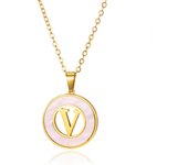 Stainless Steel Round White Necklaces For Women Gold Color  Initial Woman Man 26 Letters Pendant Chain Necklace Jewelry Gifts
