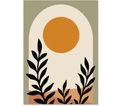 Abstract Nordic Wall Art Boho Style Geometric Lines Sun Greenery Simple HD Oil On Canvas Posters And Prints Home Bedroom Decor