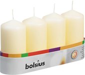 Bolsius Smooth Pillar Candles - Set of 4 - Red - 100x48 mm - Decorative Candles - Long Burning Time - Unscented - with Natural Plant Wax - Without Palm Oil